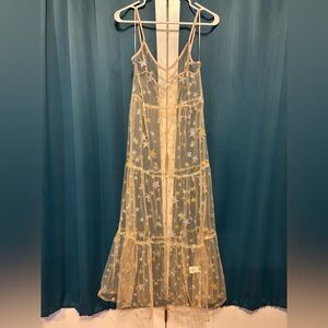 Endless Blu Fairy Dress Gold Mesh With Stars And Satin Straps Size Medium